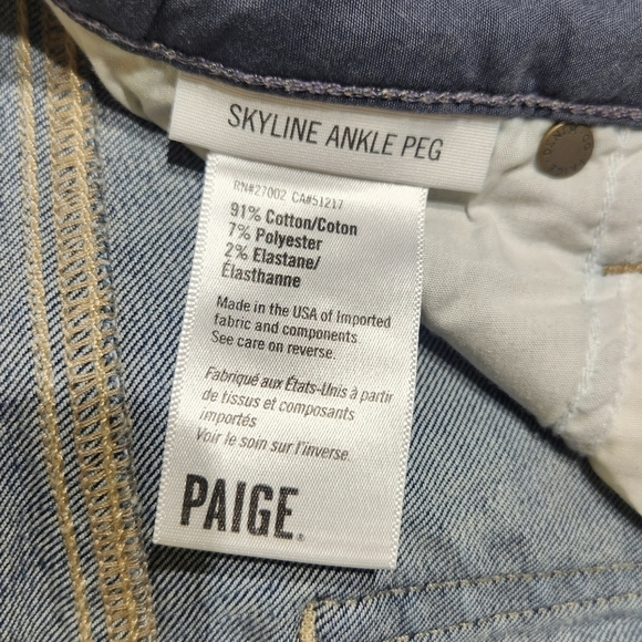 Paige Skyline Ankle Peg Jeans Womens 24 Blue - Picture 7 of 11